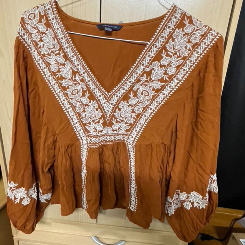 AMERICAN EAGLE BOHO BALLOON SLEEVE TOP 🍂🦊